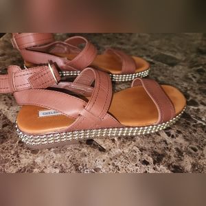 Chelsea & Violet Dax Ankle StrapChain Flatform Sandals